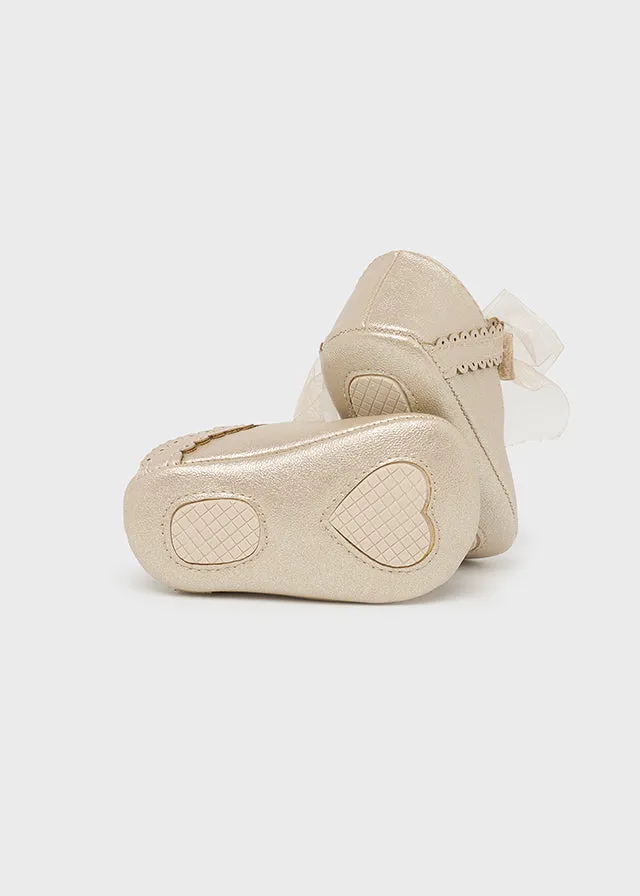 MAY Gold Organza Bow Mary Jane Shoe