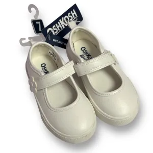 NEW! OshKosh Toddler Girl Size 7 White No-Buckle Mary Jane Shoes