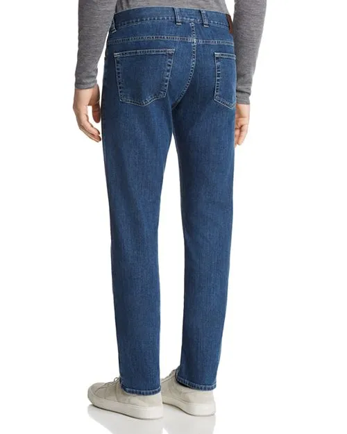 New Stretch Straight Fit Jeans in Canali Blue Denim