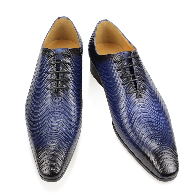 Opulent Exotic Print Pointed Toe Oxford Dress Shoes