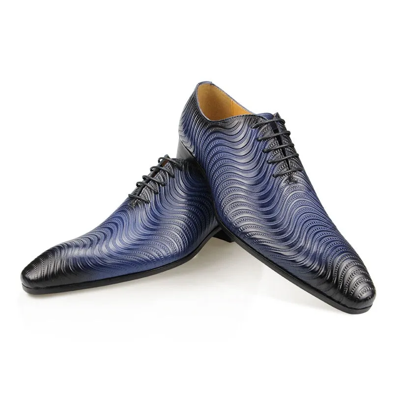 Opulent Exotic Print Pointed Toe Oxford Dress Shoes