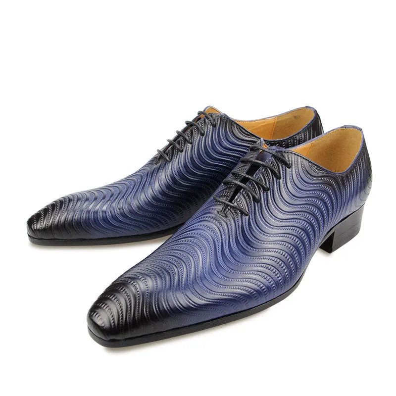 Opulent Exotic Print Pointed Toe Oxford Dress Shoes