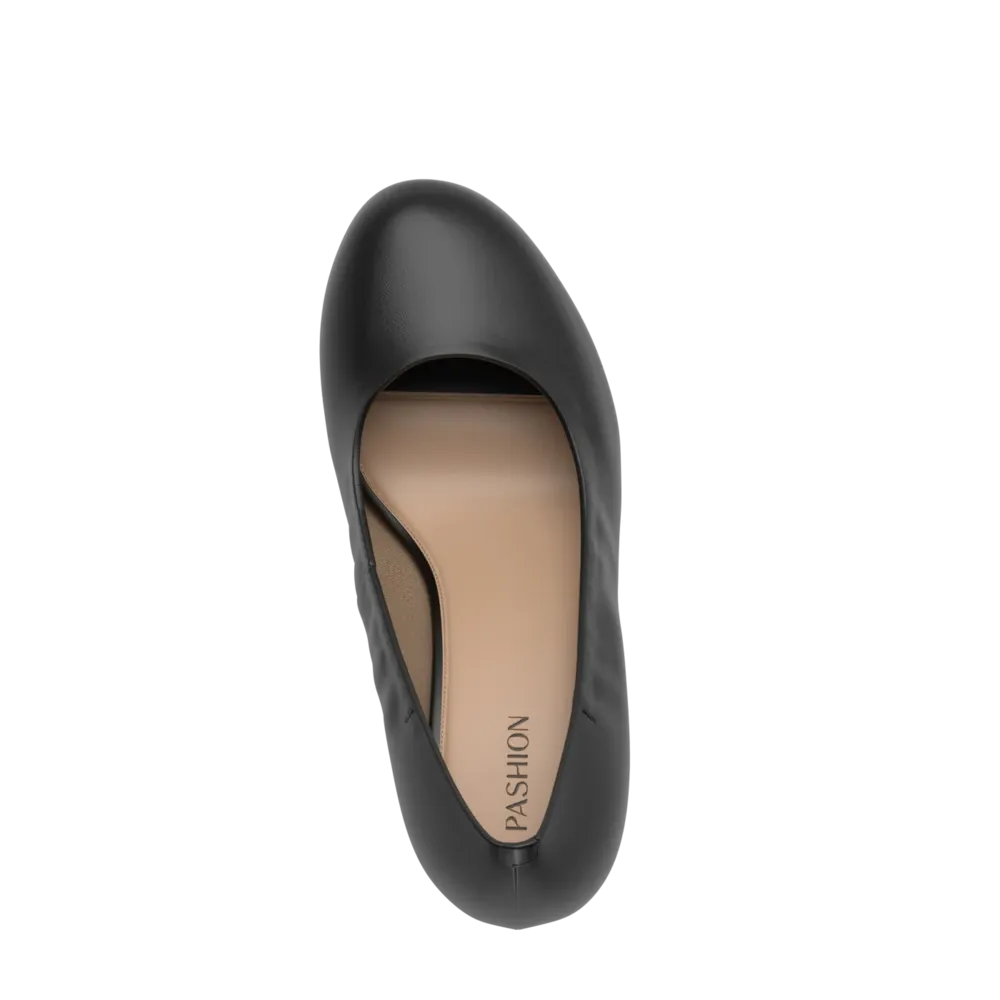 The Ballet Pump - Coal Stretch Leather Flat